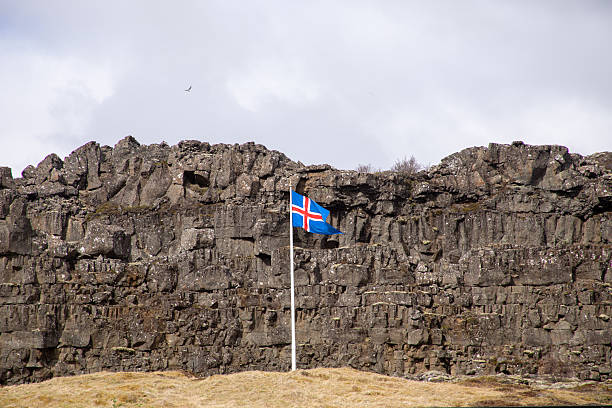 istock Logberg with Iceland flag in Thingviller National Park 2220142973