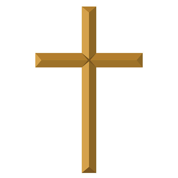istock Gold cross. Golden Christian cross vector illustration 2220144559