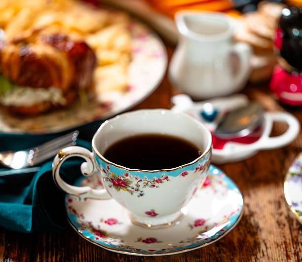 Cup of tea with finger sandwiches
