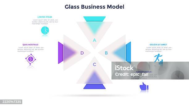 Chart With 4 Triangles Behind Triangular Translucent Elements Placed ...
