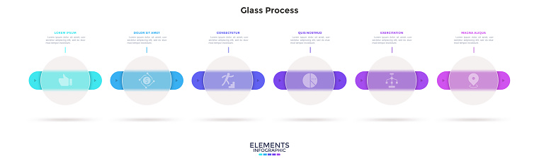 Rounded Rectangle Process Ilustración de Process Chart With 6 Rounded Elements Behind Translucent ...