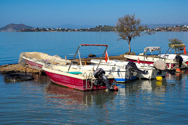 Boats on the beach in Fethiye district of Muğla province in Türkiye.