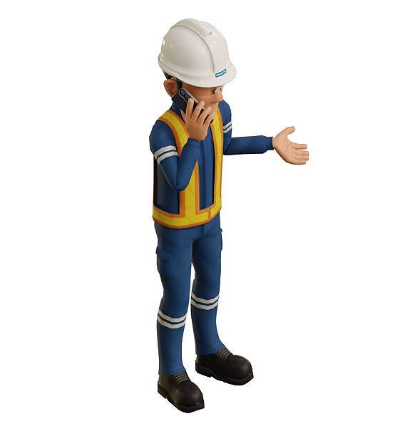 istock Isolate industrial worker is on the phone on transparent backgro 2220187958
