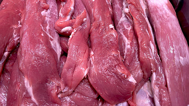 Fresh pork is available in the supermarket.