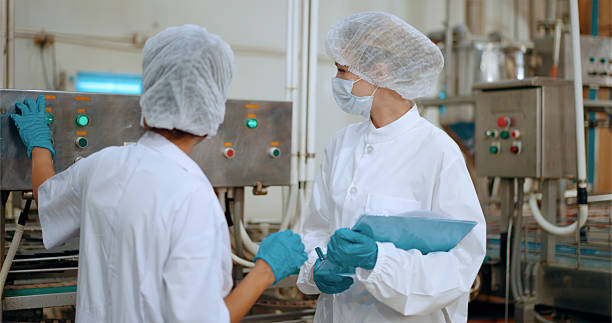 istock Team reviewing production efficiency on food processing plant. 2220194938