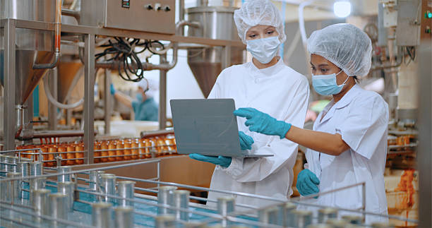 istock Team reviewing production efficiency on food processing plant. 2220195053