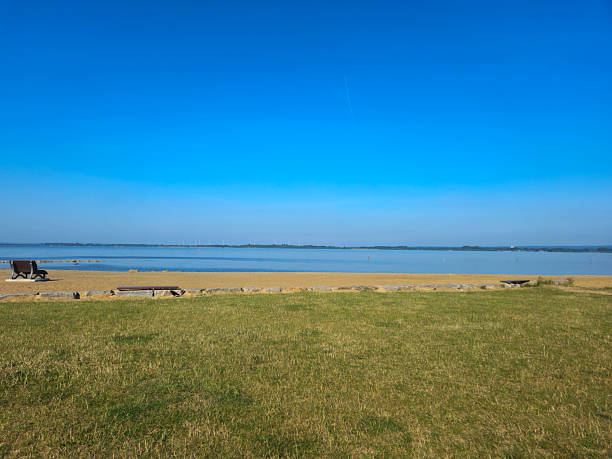 istock A grassy area and a sandy beach. 2220196396