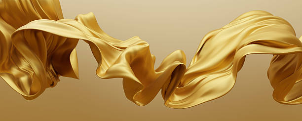 istock Luxury gold fabric on golden background silk flying 3D render 2220205141