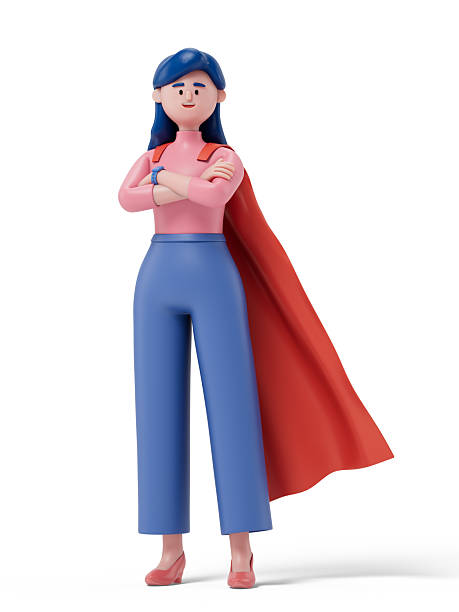istock A woman stands confidently with a red cape 2220213845