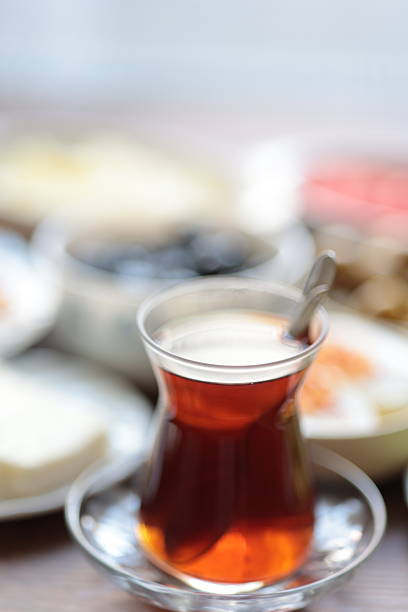 istock Turkish style breakfast: eggs, chechil cheese, white cheese, kashar cheese and Turkish tea 2220216149