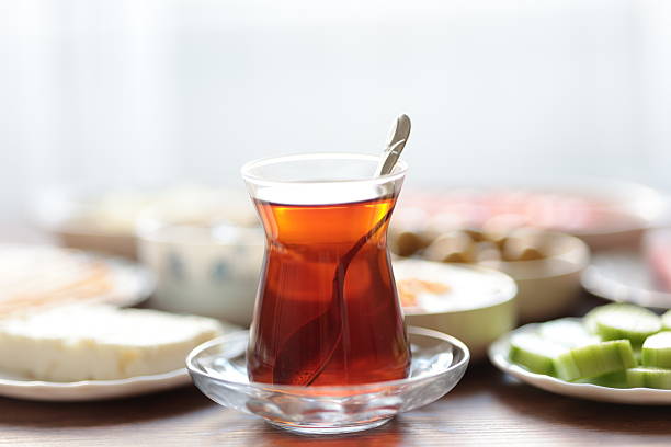 istock Turkish style breakfast: eggs, chechil cheese, white cheese, kashar cheese and Turkish tea 2220216150