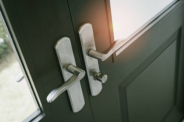 istock Modern Door Handle Design with Sleek Lines and Minimalist Aesthetic in Natural Light Setting 2220226049