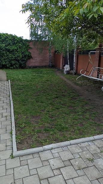 istock A Quiet and Serene Backyard Space Featuring Lush Green Grass and Beautiful Garden Elements 2220232274