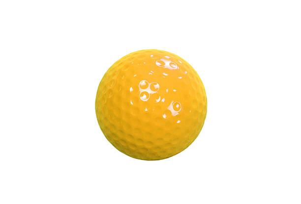 istock yellow golf ball on white background 2220238341