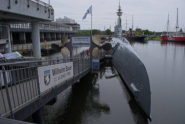Bremerhaven, Germany - May 29, 2025: The Wilhelm Bauer is a german Type XXI U-boat which was completed shortly before the end of World War II. Selective focus