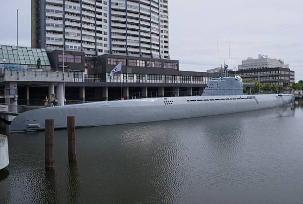 Bremerhaven, Germany - May 29, 2025: The Wilhelm Bauer is a german Type XXI U-boat which was completed shortly before the end of World War II. Selective focus