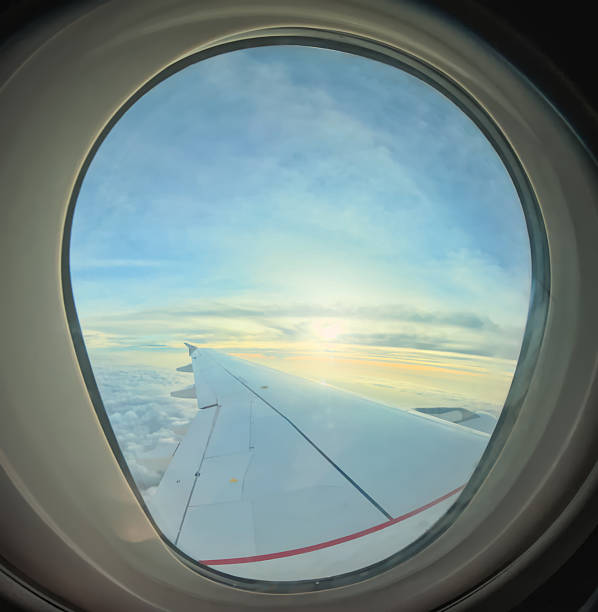 istock Sunrise view from the airplane window 2220245089