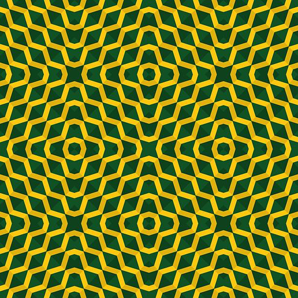 istock Seamless yellow floral ornament on green background, square. 2220250721