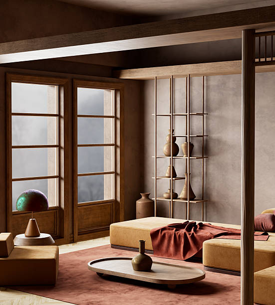 istock Tranquil elegance in a Japanese inspired interior. 3D illustration 2220255356
