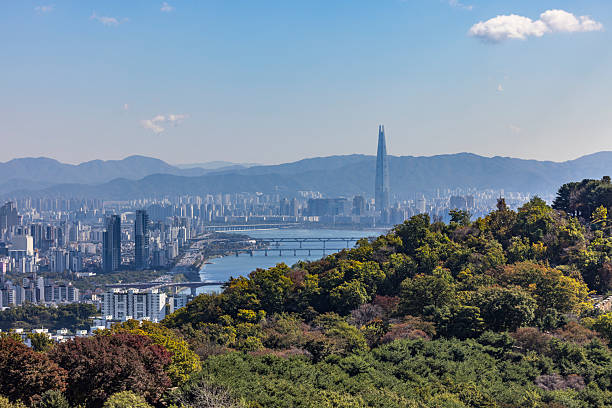 beautiful seoul city panorama in south korea.