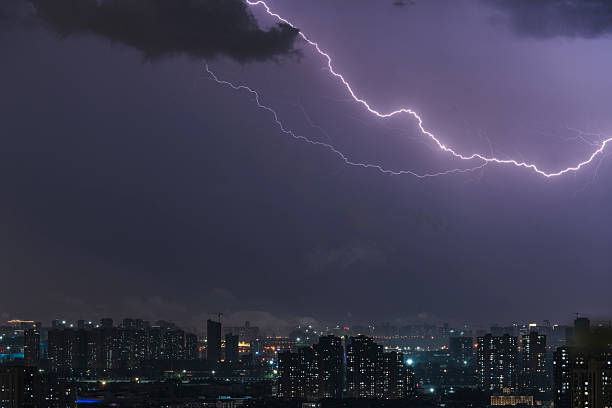istock Lightning over the city 2220258312