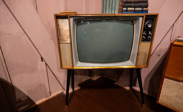 Black and white glass tube television