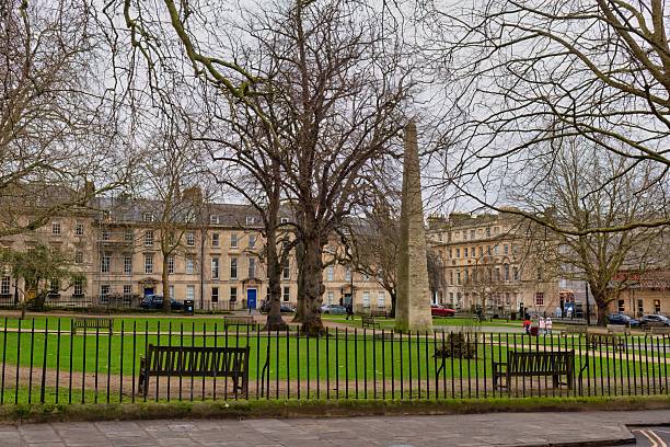 Drone view of historic Bath in UK
