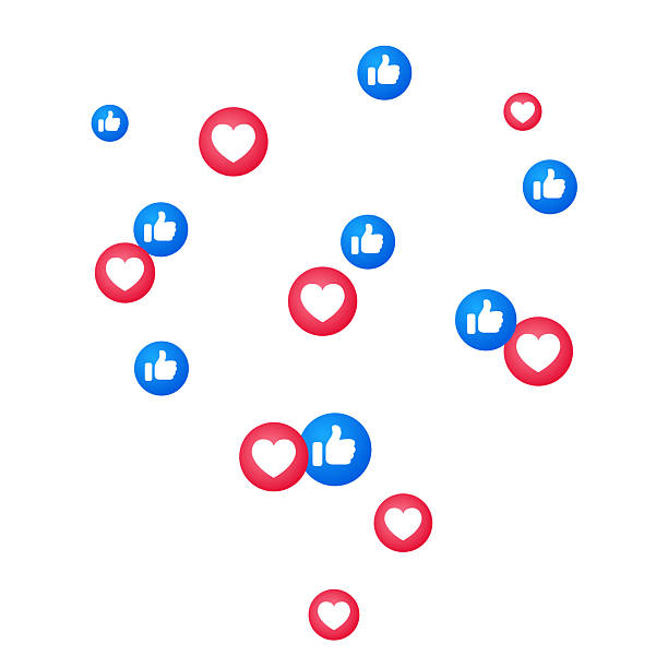 istock Buttons thumb up like and red heart. Social media reaction background for advertisement promotion, marketing  vector 2220271486