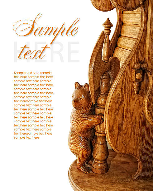 Woodcarving with a folk theme Isolated on white background