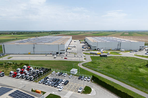istock Logistic center with solar panels on roof 2220282051