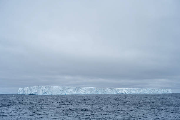 Wonderful and atmospheric landscape at Cuverville Island with icebergs floating in Antarctica