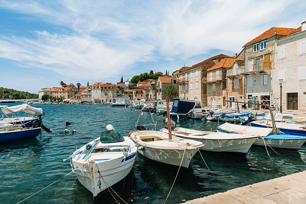istock Boats Docked Along Waterfront in Brac, Croatia 2220293320