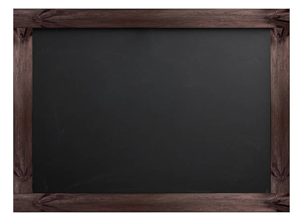istock Blank black school board in old wooden frame. Isolated background 2220308140