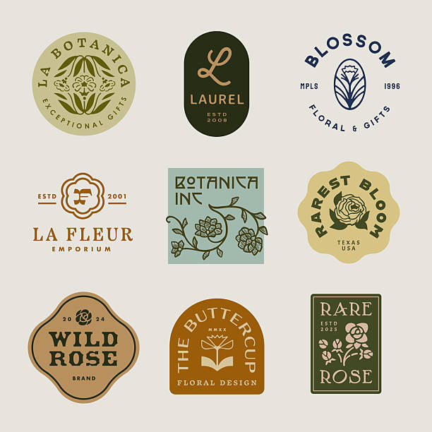 Retro Floral & Botanical Type Badges