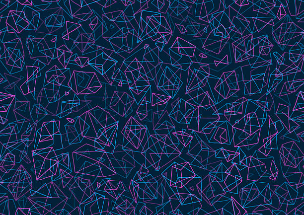 Abstract retro blue and pink neon line drawings seamless vaporwave pattern background illustration wallpaper