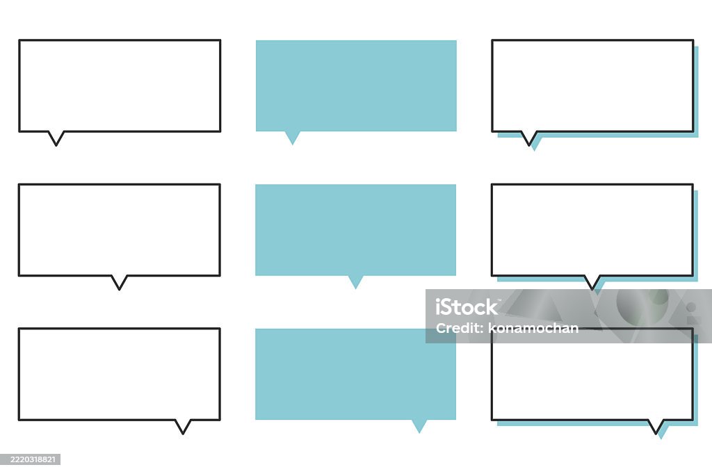 Rectangular Word Balloon Simple Rectangular Speech Bubble Set Stock Illustration - Download ...