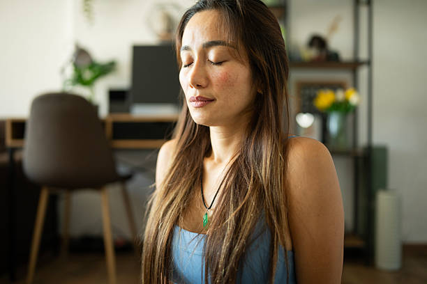 istock Exercises for mindfulness and balance done at home. 2220319681