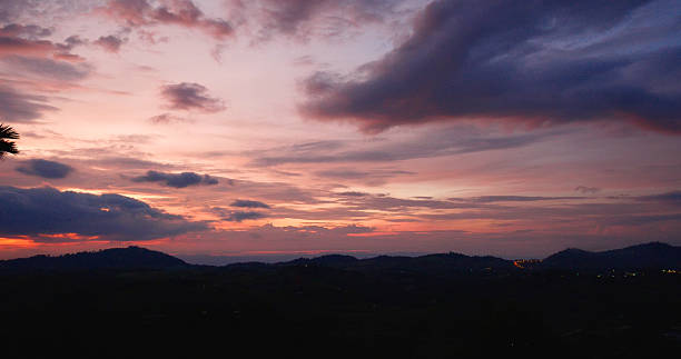 istock Golden sky sunrise dramatic beautiful landscape view. Dawn sky gold dusk time cloudscape with sunlight. Dramatic sunset scenic landscape. Beautiful landscape sunshine nature 2220330367