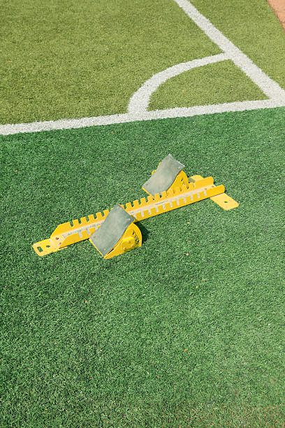istock Starting blocks in the green plastic 2220335052