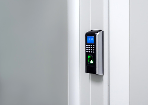 Digital Screen With Finger Scanner And Passcode Panel Modern Door ...