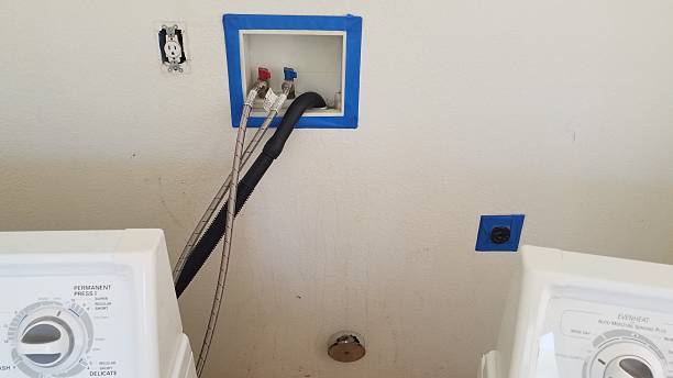 istock Paint Prep Work, Taping off the Outlets and Valves in the Laundry Room 2220338710