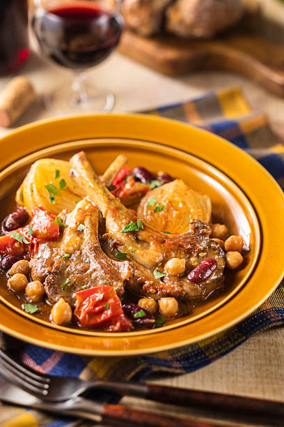 Lamb chops simmered in tomato sauce