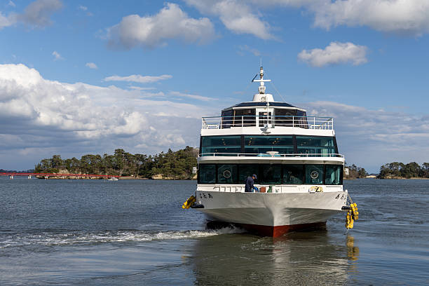 Matsushima, Japan - April 16, 2025 : Matsushima Bay sightseeing boat in Matsushima, Miyagi Prefecture, Japan.
