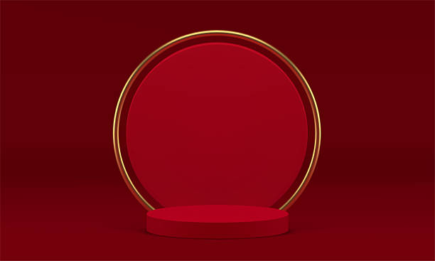 istock 3d red cylinder podium pedestal for luxury product show presentation realistic vector 2220359715