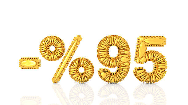Golden 95% discount text isolated on white