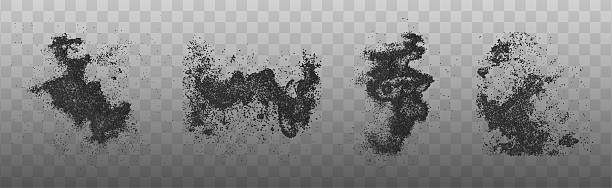 Grainy black dust and soot particles exploding in a chaotic, textured, monochrome style Grainy black dust and soot particles exploding in a chaotic, textured, monochrome style perfect for abstract, grunge, or distressed vector design elements. soot stock illustrations