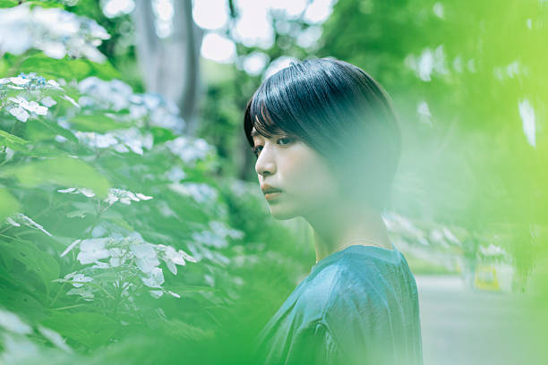 Hydrangeas and Women Portrait