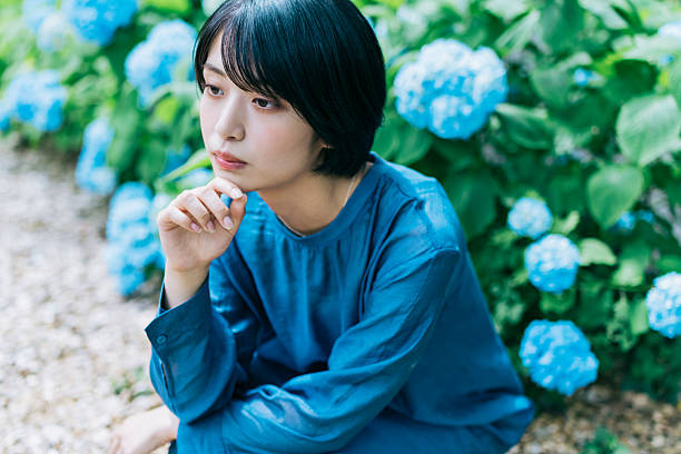 Hydrangeas and Women Portrait