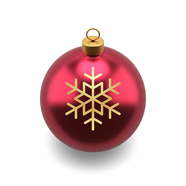 istock Red Christmas ball toy luxury golden snowflake and loop hanging top view 3d icon realistic vector 2220365336