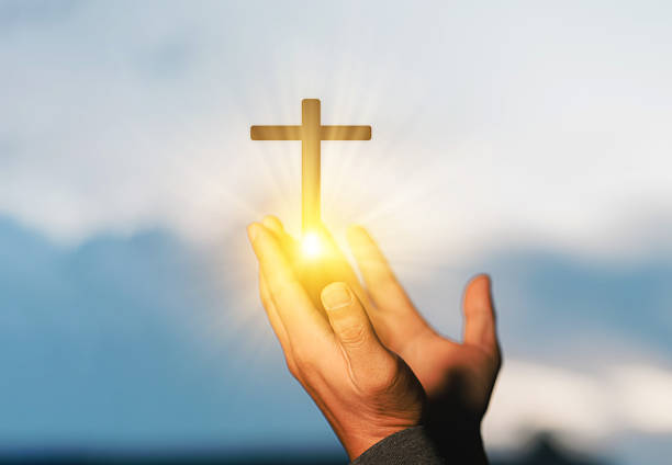 istock Human hands open palm up worship. Eucharist Therapy Bless God Helping Repent Catholic Easter Lent Mind Pray. Christian Religion concept background. fighting and victory for god 2220365962
